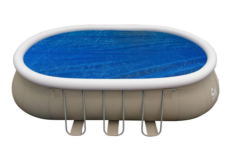 16.5' Blue Oval Shaped Floating Solar Cover for Steel Frame Swimming Pool