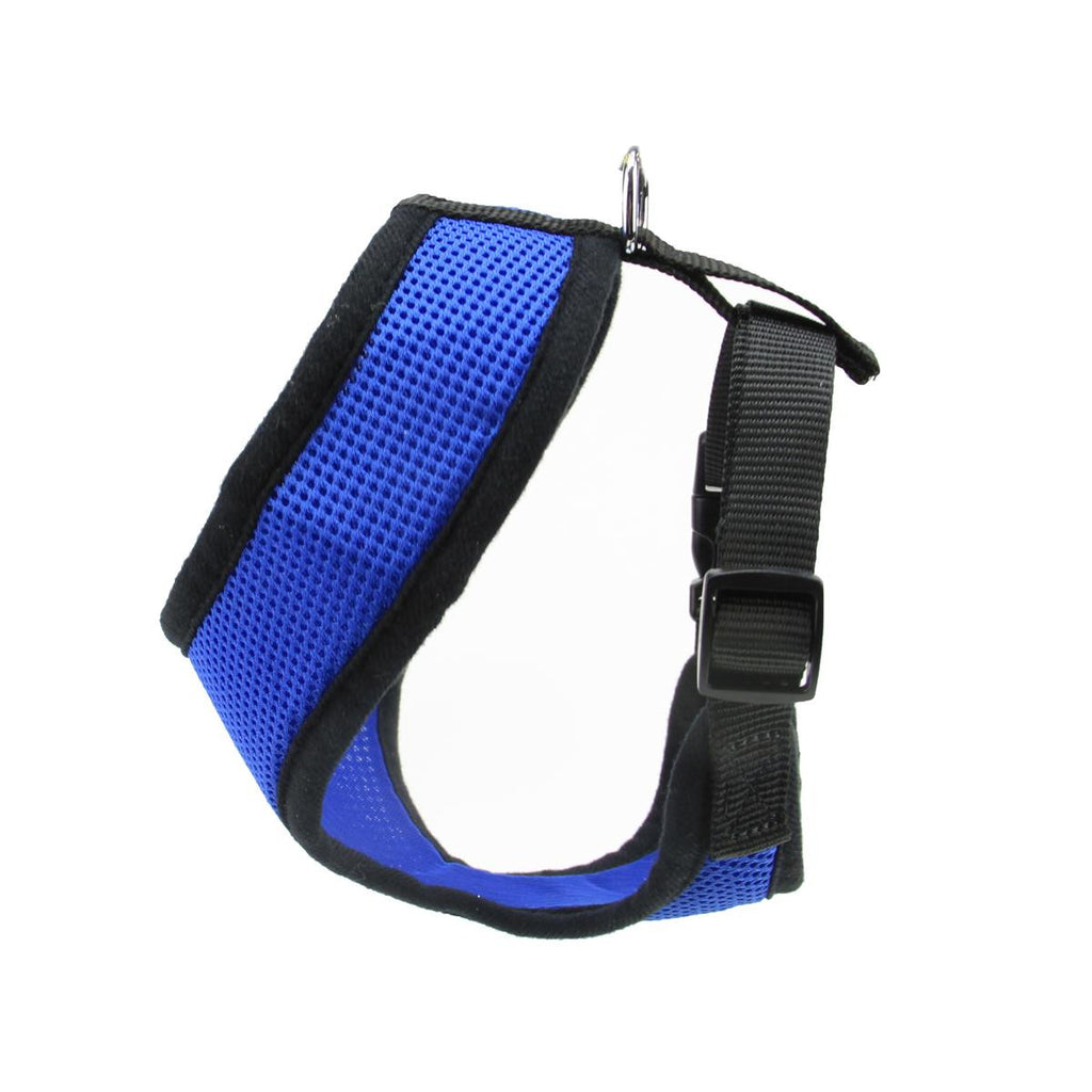 Blue and Black Breathable Nylon Adjustable Dog Harness - Medium