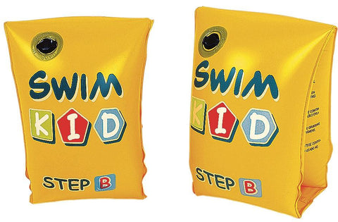 Set of 2 Yellow Swim Kid "Step B" Inflatable Swimming Pool Arm Floats for Kids 3-6 Years