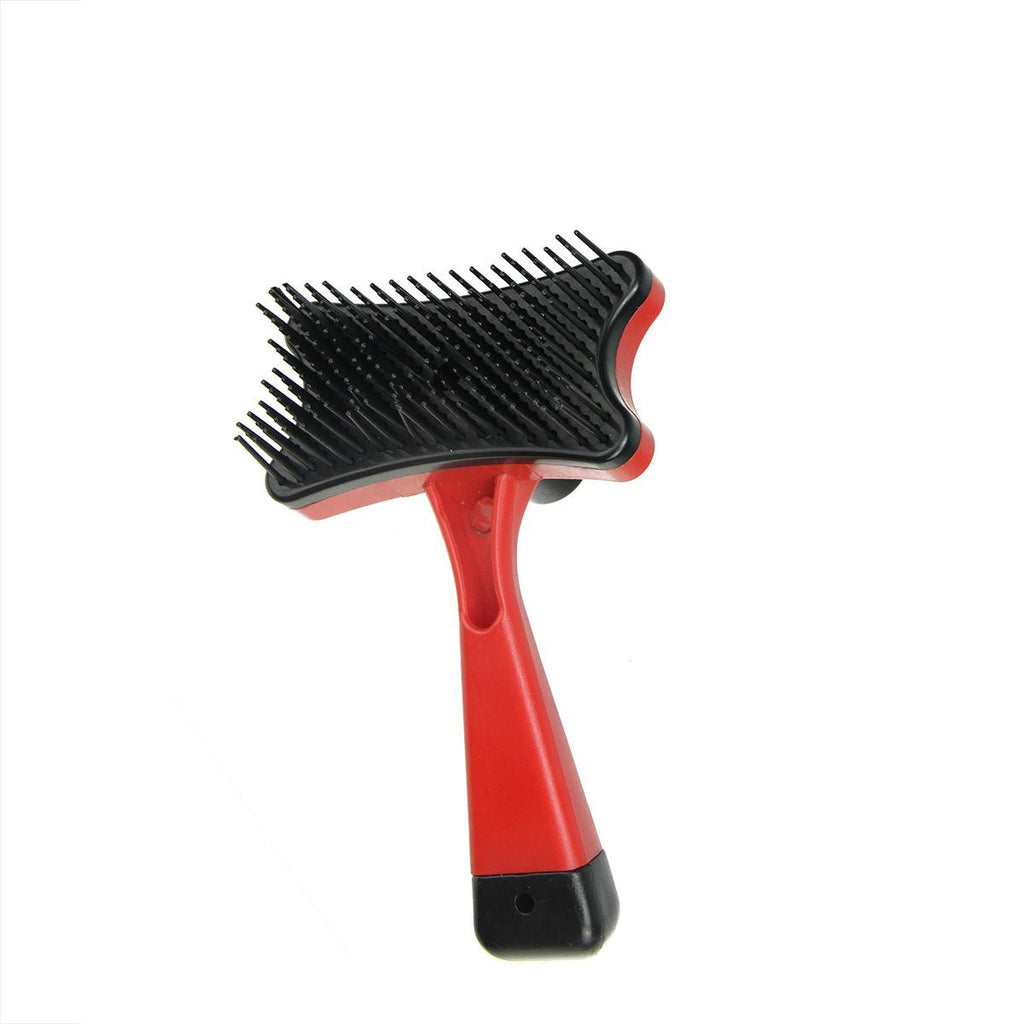 5" Mini Red and Black Self Cleaning De-Shedding Cat or Dog Pet Grooming Brush