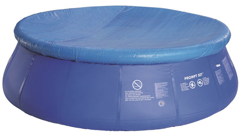 12.5' Durable Apertured Round Blue Swimming Pool Cover with Rope Ties