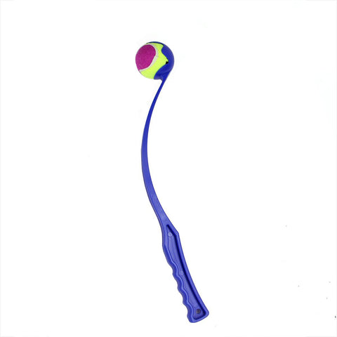 Cobalt Blue Hand-Held Tennis Ball Launcher Puppy Dog Toy for Playing Fetch