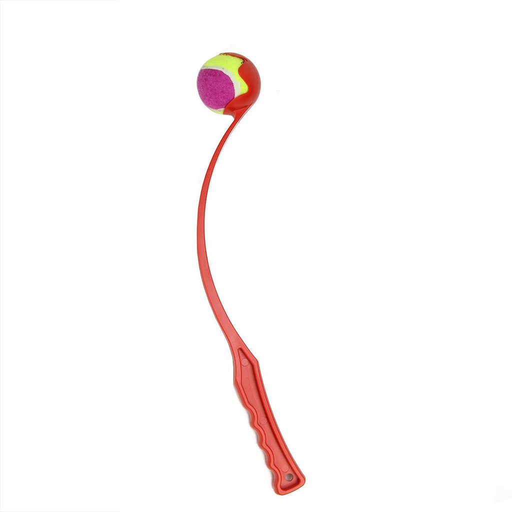 Red Hand-Held Tennis Ball Launcher Puppy Dog Toy for Playing Fetch