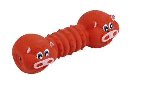 Red Pig and Bone Shaped Squeaky Latex Puppy Dog Chew Toy