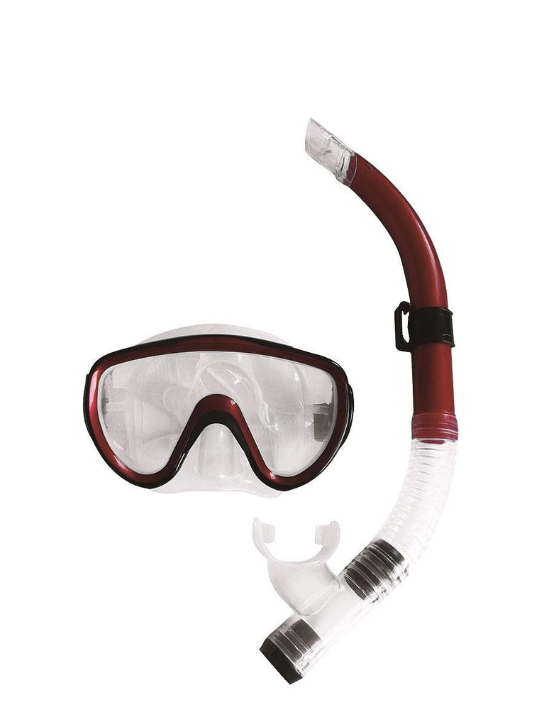 Burgundy-Red, Black and Clear Zray Teen-Young Adult Scuba Mask and Snorkel Dive Set