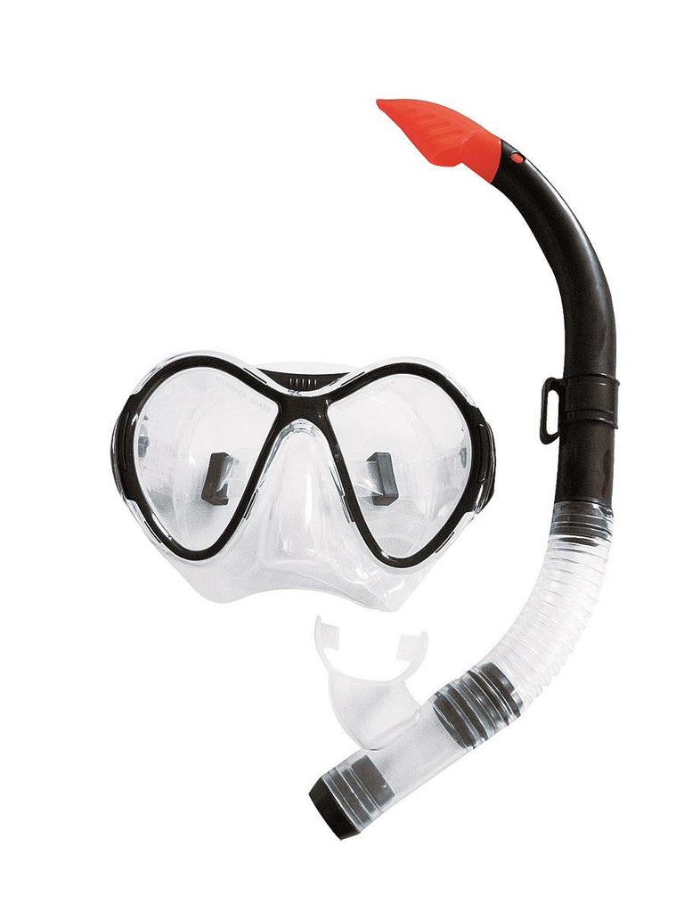 Black, Red and Clear Zray Teen-Young Adult Scuba Mask and Snorkel Dive Set