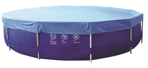 12.3' Durable Apertured Round Blue Swimming Pool Cover with Rope Ties