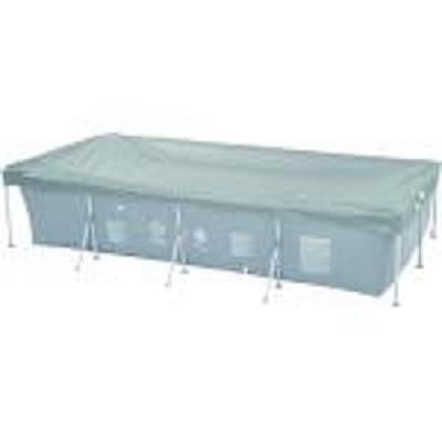 12.9' Durable Apertured Rectangular Gray Pool Cover with Rope Ties