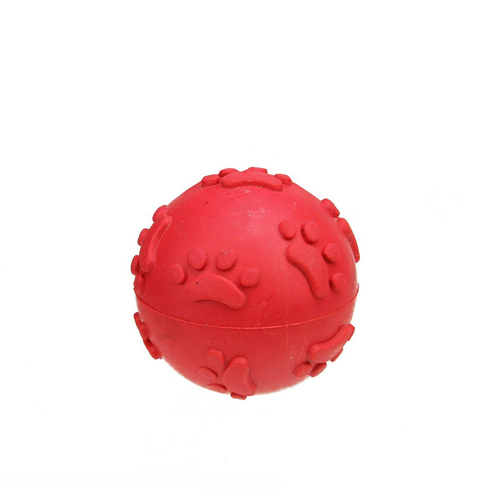 2.5" Bright Red Soft and Flexible TPR Rubber Ball Puppy Dog Fetch Toy with Squeaker