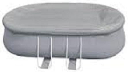 19.5' Durable Apertured Oval Shaped Gray Pool Cover with Rope Ties