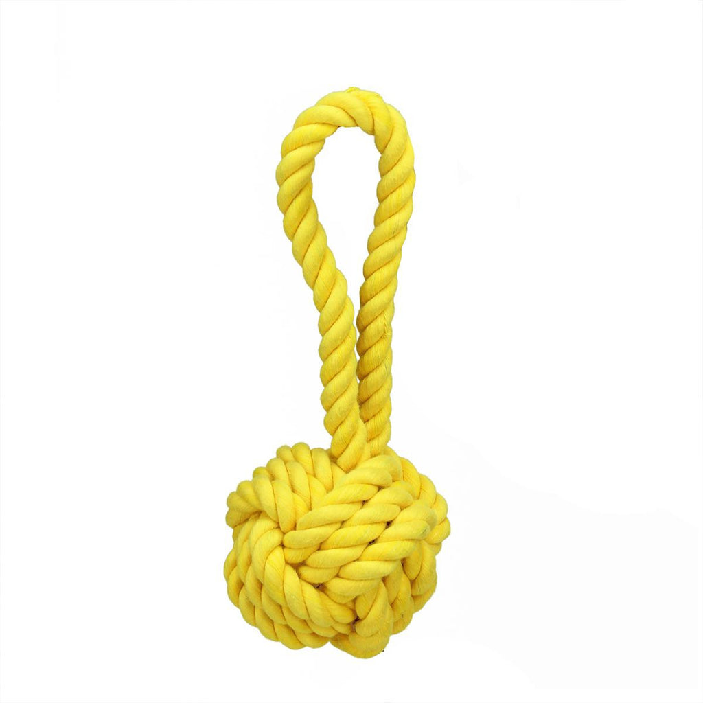 8" Canary Yellow Non-Toxic Heavy Knotted Dog Rope Tug Toy