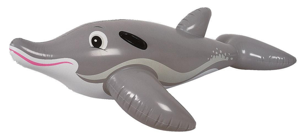 60" Gray and White Dolphin Rider Inflatable Swimming Pool Float Toy