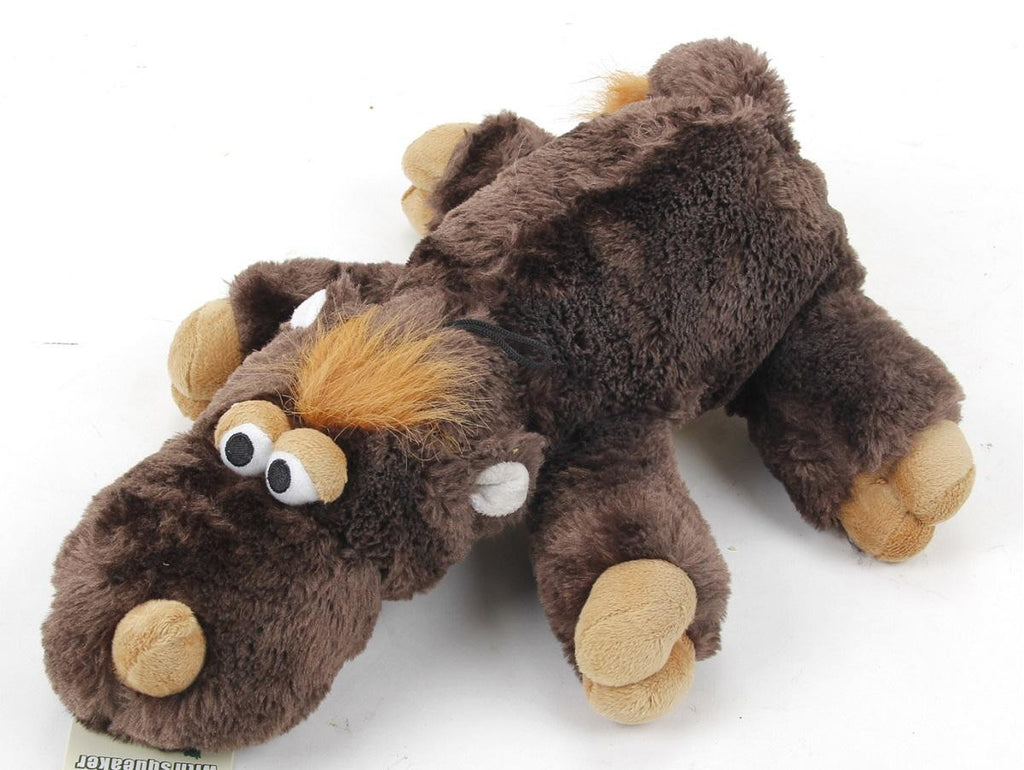 14" Plush Brown Rhinocerus Stuffed Animal Puppy Dog Chew Toy with Squeaker