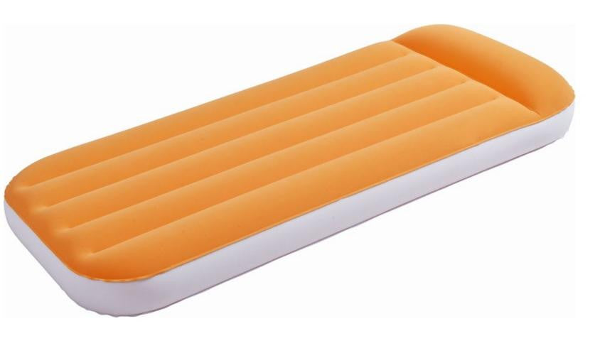 62" Orange and White Indoor-Outdoor Children's Air Mattress with Pillow