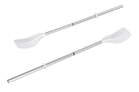 Set of 2 Silver and White Two Section Aluminium Rowing Oars 49"