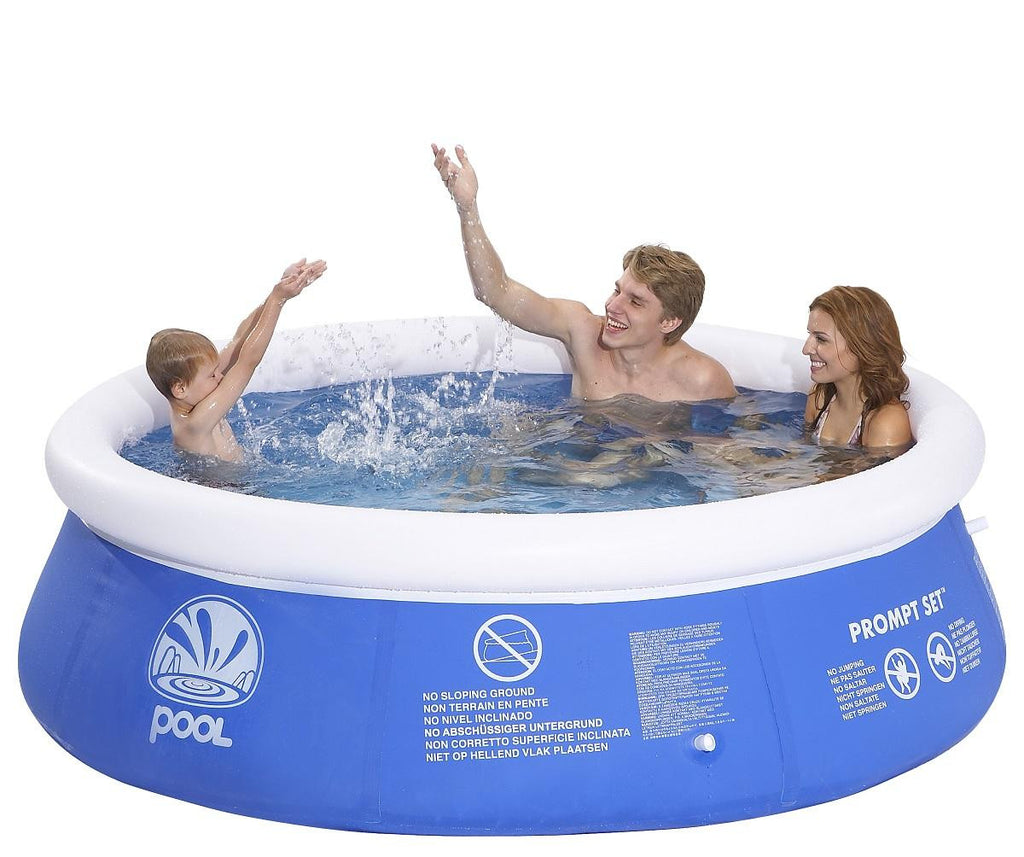 8' x 25" Blue and White Inflatable Above Ground Prompt Set Swimming Pool