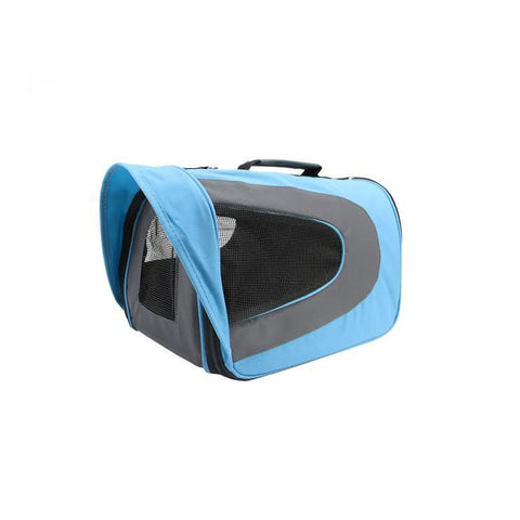 Light Blue, Black and Gray Oxford Pet Carrier Bag with Shoulder Strap - Small