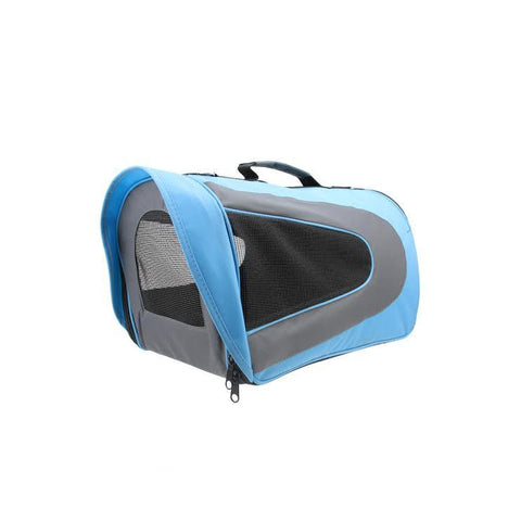 Light Blue, Black and Gray Oxford Pet Carrier Bag with Shoulder Strap - Medium