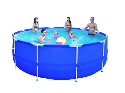 15' x 48" Round Blue Steel Frame Above Ground Swimming Pool Set