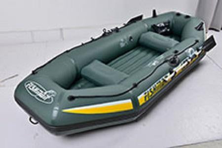 116" Green and Yellow "Fishman II 400" Three Person Inflatable Boat Set