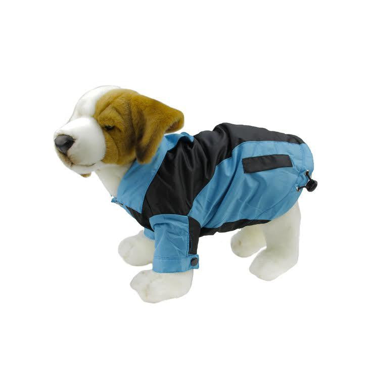 Black and Blue Fleece Lined Water and Wind Resistant Reversible Dog Jacket - Medium