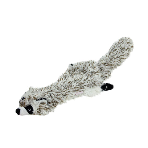 Stuffing-Free Fuzzy Racoon Plush Puppy Dog Toy with Dual Squeaker