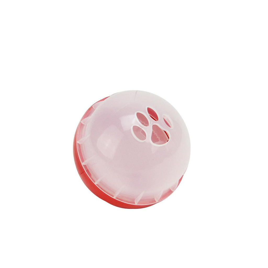 Two-Toned Red and Clear Opaque Paw Print Cut-Out Swatting Treat Ball Cat Toy