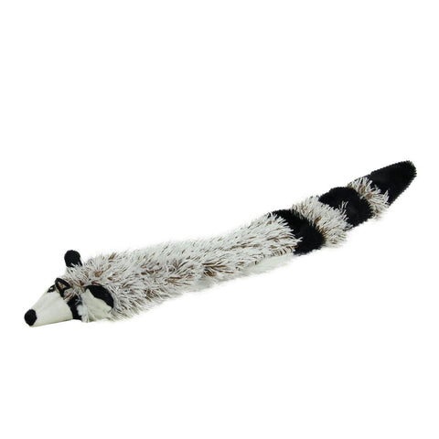 21" Stuffing-Free Fuzzy Raccoon Durable Puppy Dog Toy with Dual Squeaker