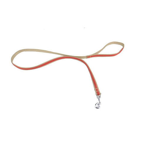 49" Khaki Brown and Red Striped Heavy Duty Nylon Dog Leash - Small