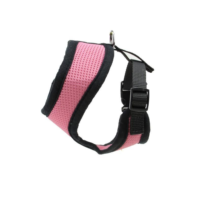 Pink and Black Breathable Nylon Adjustable Dog Harness - Small