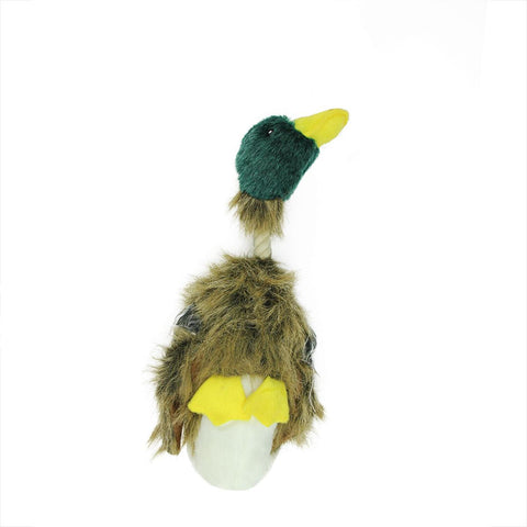 15" Plush Mallard Duck with Rope Neck Durable Puppy Dog Toy with Quacking Squeaker