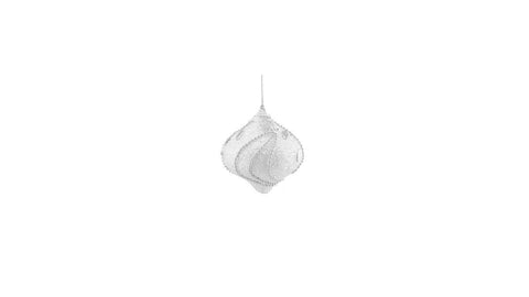 3ct White and Silver Beaded and Glittered Shatterproof Onion Christmas Ornaments 3" (75mm)