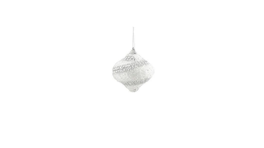 3ct White and Silver Beaded and Glittered Confetti Shatterproof Onion Christmas Ornaments 3" (75mm)