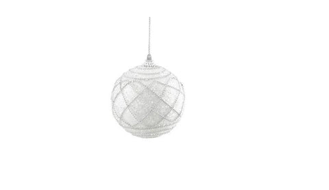 3ct White and Silver Beaded and Glittered Shatterproof Christmas Ball Ornaments 3" (75mm)