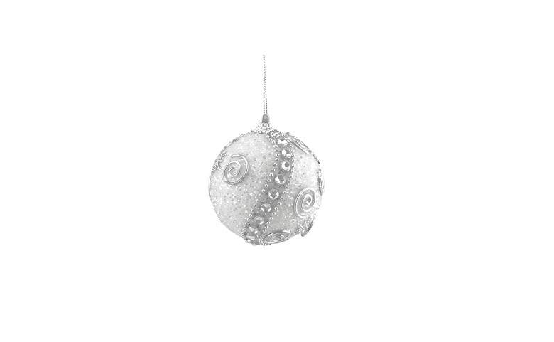 3ct White and Silver Beaded and Glittered Shatterproof Christmas Ball Ornaments 3" (75mm)