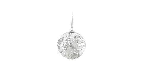 3ct White and Silver Rhinestone and Glittered Shatterproof Christmas Ball Ornaments 3" (75mm)