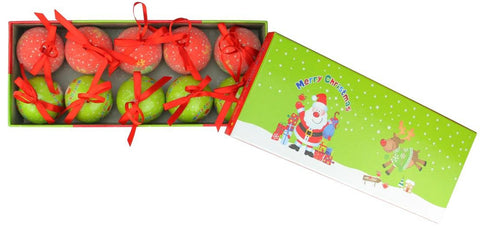 10-Piece Red and Green Santa and Reindeer Decoupage Shatterproof Christmas Ball Ornament Set 1.75"