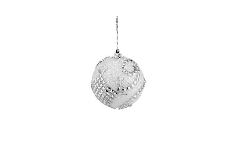 3ct White and Silver Beaded and Glittered Shatterproof Christmas Ball Ornaments 3" (75mm)