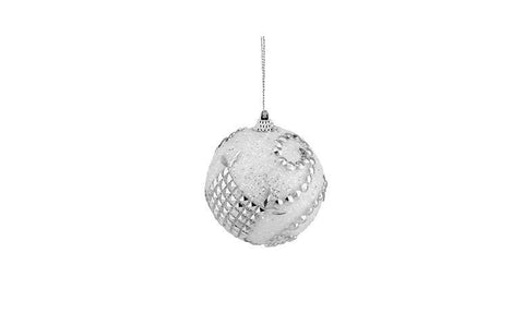 3ct White and Silver Beaded and Glittered Shatterproof Christmas Ball Ornaments 3" (75mm)