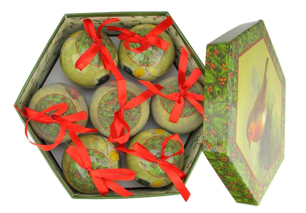 14-Piece Nature's Birds Decoupage Shatterproof Christmas Ball Ornament Set 2.75"