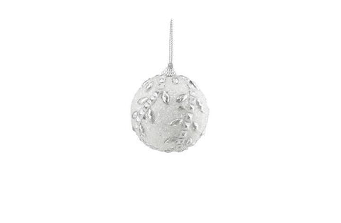 3ct White and Silver Rhinestone and Beaded Shatterproof Christmas Ball Ornaments 3" (75mm)