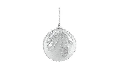 3ct White and Silver Beaded and Glittered Shatterproof Christmas Ball Ornaments 3" (75mm)