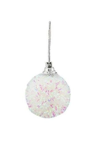 Pack of 7 Decorative Iridescent White, Pink and Green Bristled Christmas Ball Ornaments 1.5"