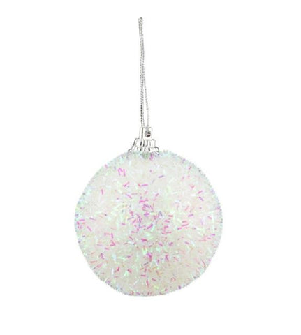 Pack of 7 Decorative Iridescent White, Pink and Green Bristled Christmas Ball Ornaments 2.25"