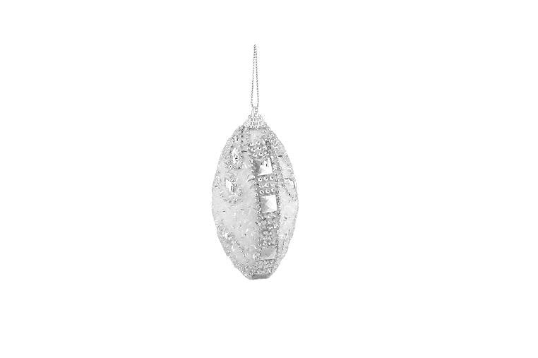 4ct White and Silver Beaded and Glittered Confetti Shatterproof Christmas Finial Ornaments 4.5"