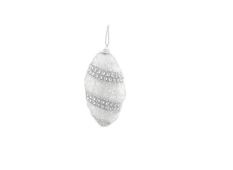 4ct White and Silver Beaded and Glittered Confetti Shatterproof Christmas Finial Ornaments 4.5"