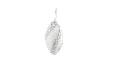 4ct White and Silver Beaded and Glittered Confetti Shatterproof Christmas Finial Ornaments 4.5"