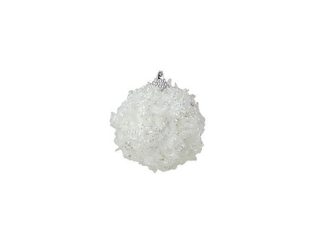 3ct White and Silver Glittered Shatterproof Christmas Snow Ball Ornaments 3" (75mm)