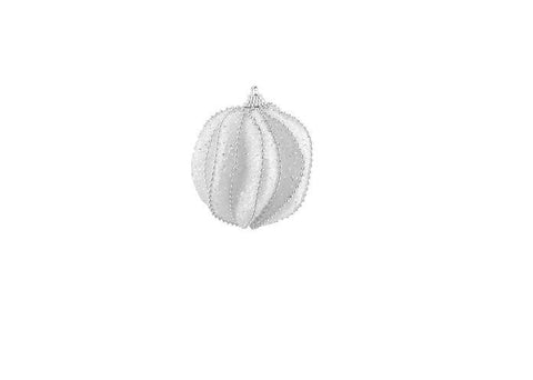 3ct White and Silver Beaded and Glittered Shatterproof Christmas Ball Ornaments 3" (75mm)