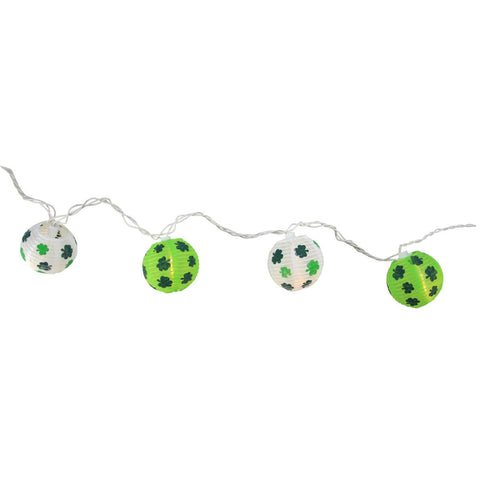 Set of 10 St. Patrick's Day Irish Shamrock Patio and Garden Novelty Christmas Lights - White Wire